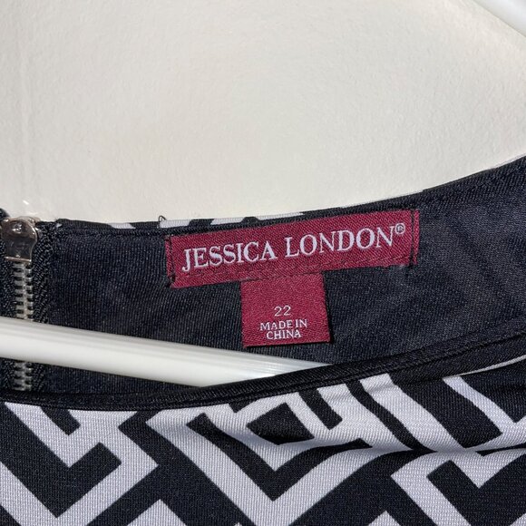 Jessica London Womens Geometric Print Black & White Dress Size 22 - Picture 5 of 6